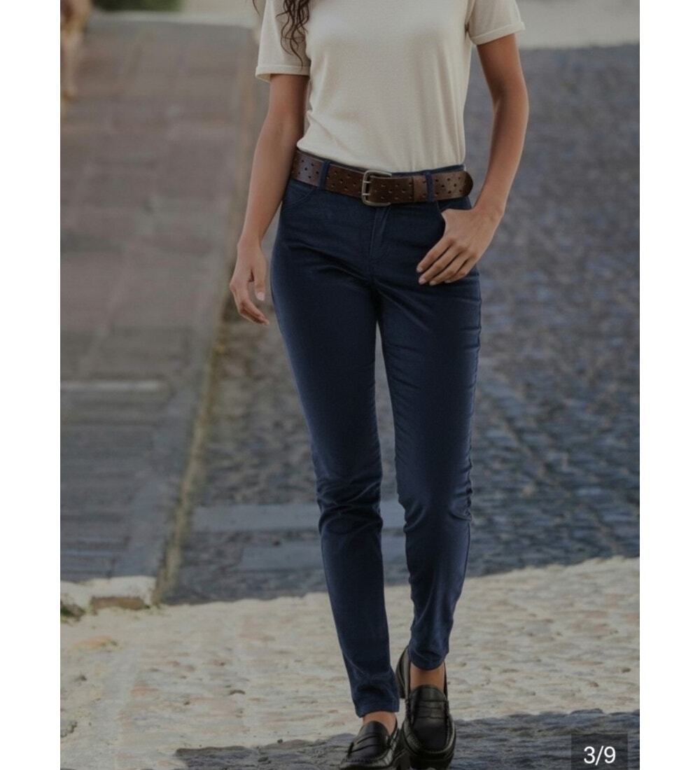 Peruvian Connection Zoe Velveteen Jeans Blue Straight Leg High Waist Womens 10